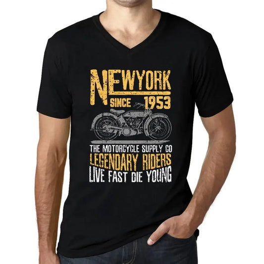 Men's Graphic T-Shirt V Neck Motorcycle Legendary Riders Since 1953 71st Birthday Anniversary 71 Year Old Gift 1953 Vintage Eco-Friendly Short Sleeve Novelty Tee