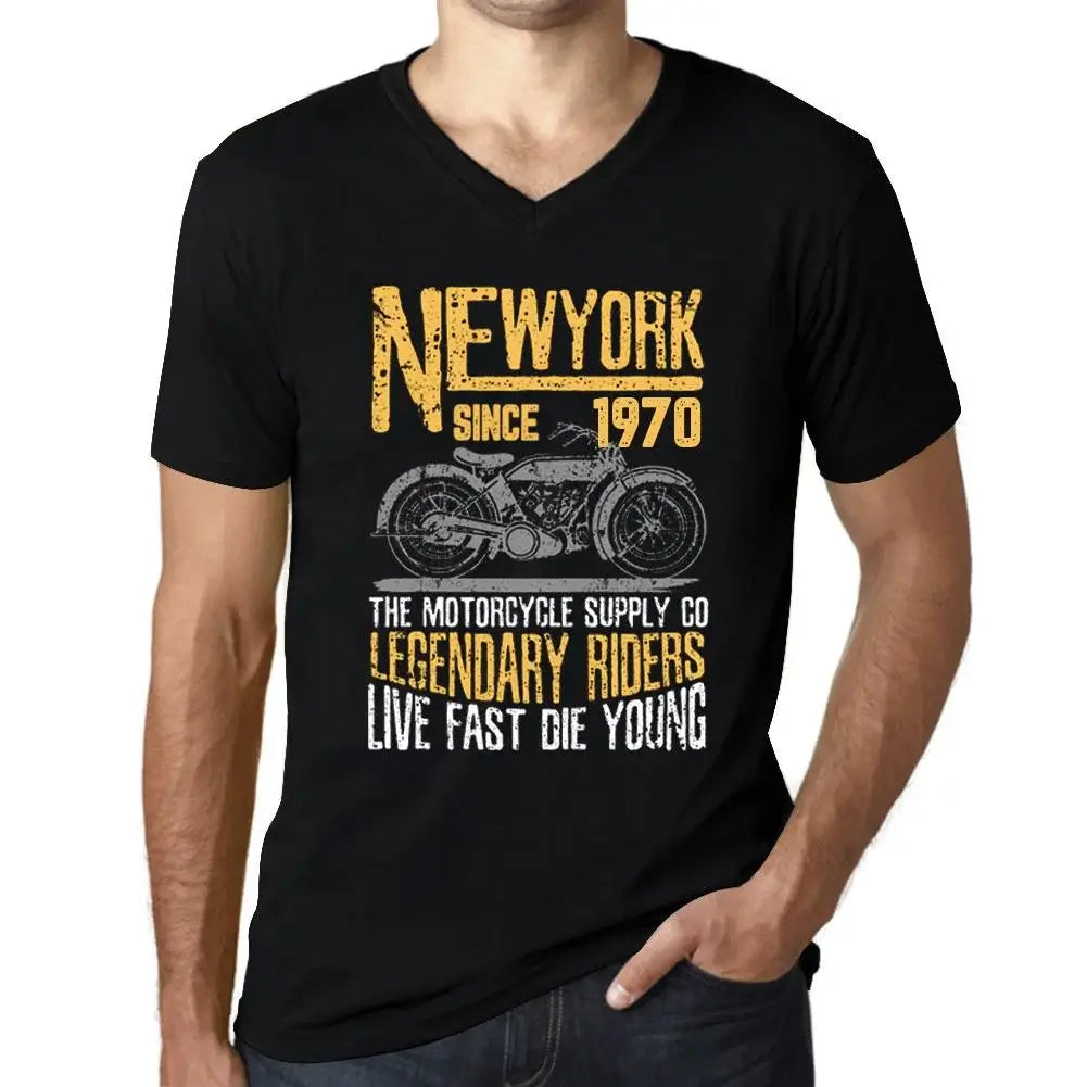 Men's Graphic T-Shirt V Neck Motorcycle Legendary Riders Since 1970 54th Birthday Anniversary 54 Year Old Gift 1970 Vintage Eco-Friendly Short Sleeve Novelty Tee
