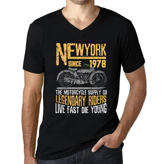 Men's Graphic T-Shirt V Neck Motorcycle Legendary Riders Since 1978 46th Birthday Anniversary 46 Year Old Gift 1978 Vintage Eco-Friendly Short Sleeve Novelty Tee