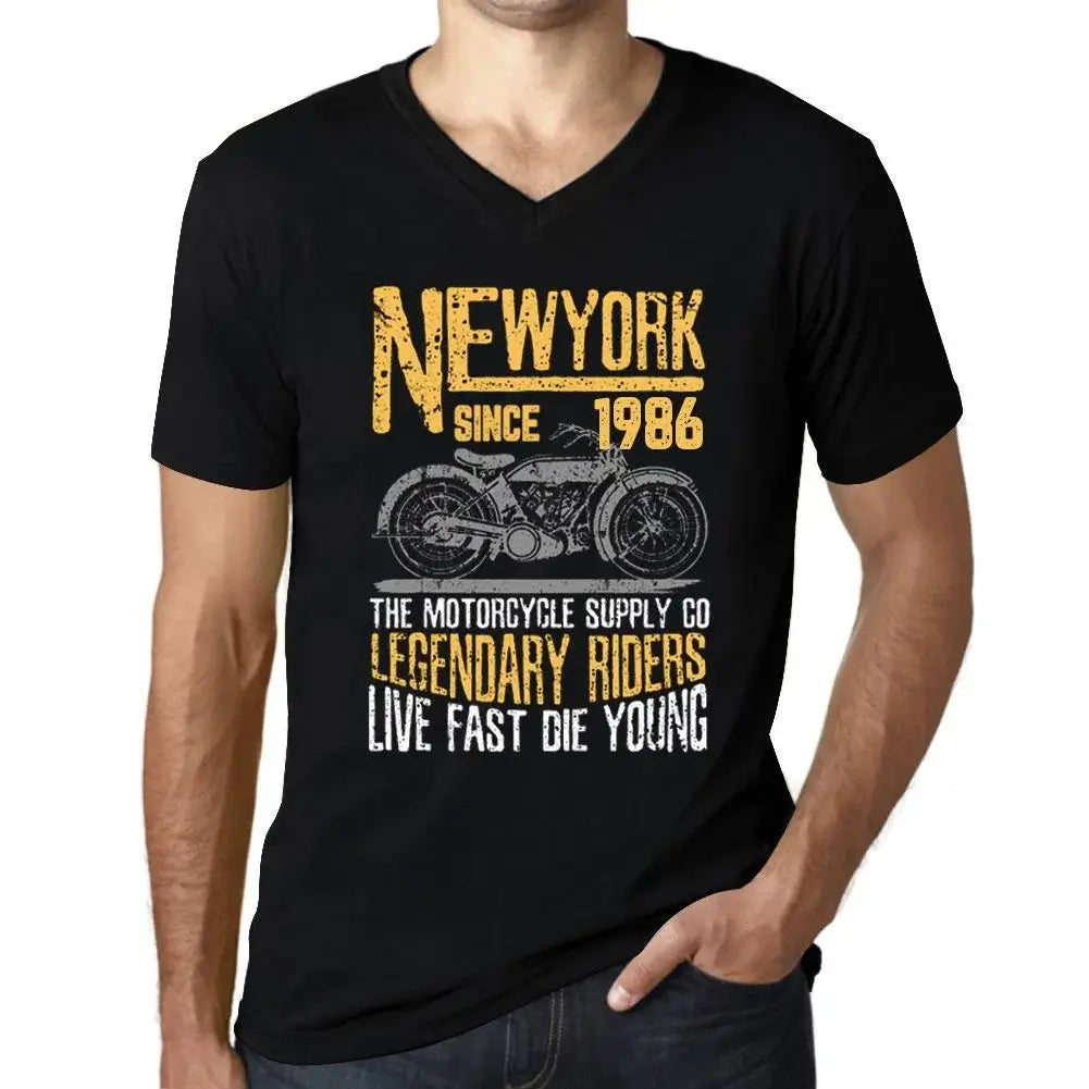Men's Graphic T-Shirt V Neck Motorcycle Legendary Riders Since 1986 38th Birthday Anniversary 38 Year Old Gift 1986 Vintage Eco-Friendly Short Sleeve Novelty Tee