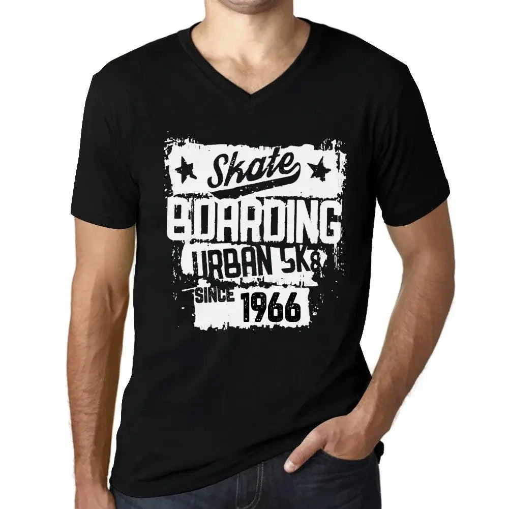 Men's Graphic T-Shirt V Neck Urban Skateboard Since 1966 58th Birthday Anniversary 58 Year Old Gift 1966 Vintage Eco-Friendly Short Sleeve Novelty Tee