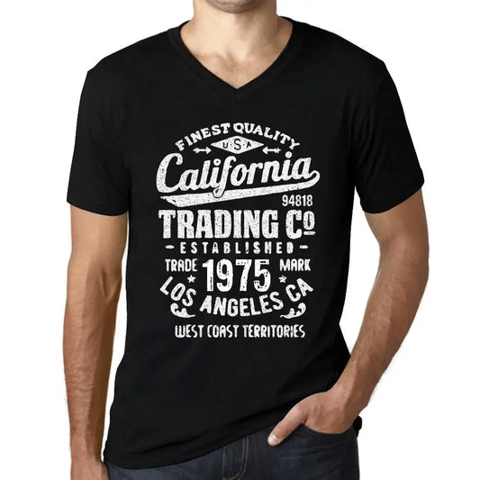 Men's Graphic T-Shirt V Neck California Trading Since 1975 49th Birthday Anniversary 49 Year Old Gift 1975 Vintage Eco-Friendly Short Sleeve Novelty Tee