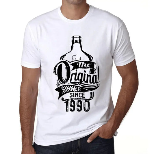 Men's Graphic T-Shirt The Original Sinner Since 1990 34th Birthday Anniversary 34 Year Old Gift 1990 Vintage Eco-Friendly Short Sleeve Novelty Tee