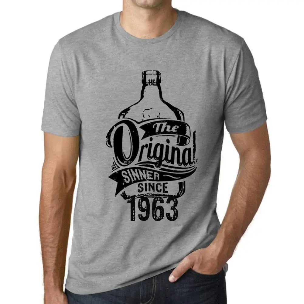 Men's Graphic T-Shirt The Original Sinner Since 1963 61st Birthday Anniversary 61 Year Old Gift 1963 Vintage Eco-Friendly Short Sleeve Novelty Tee