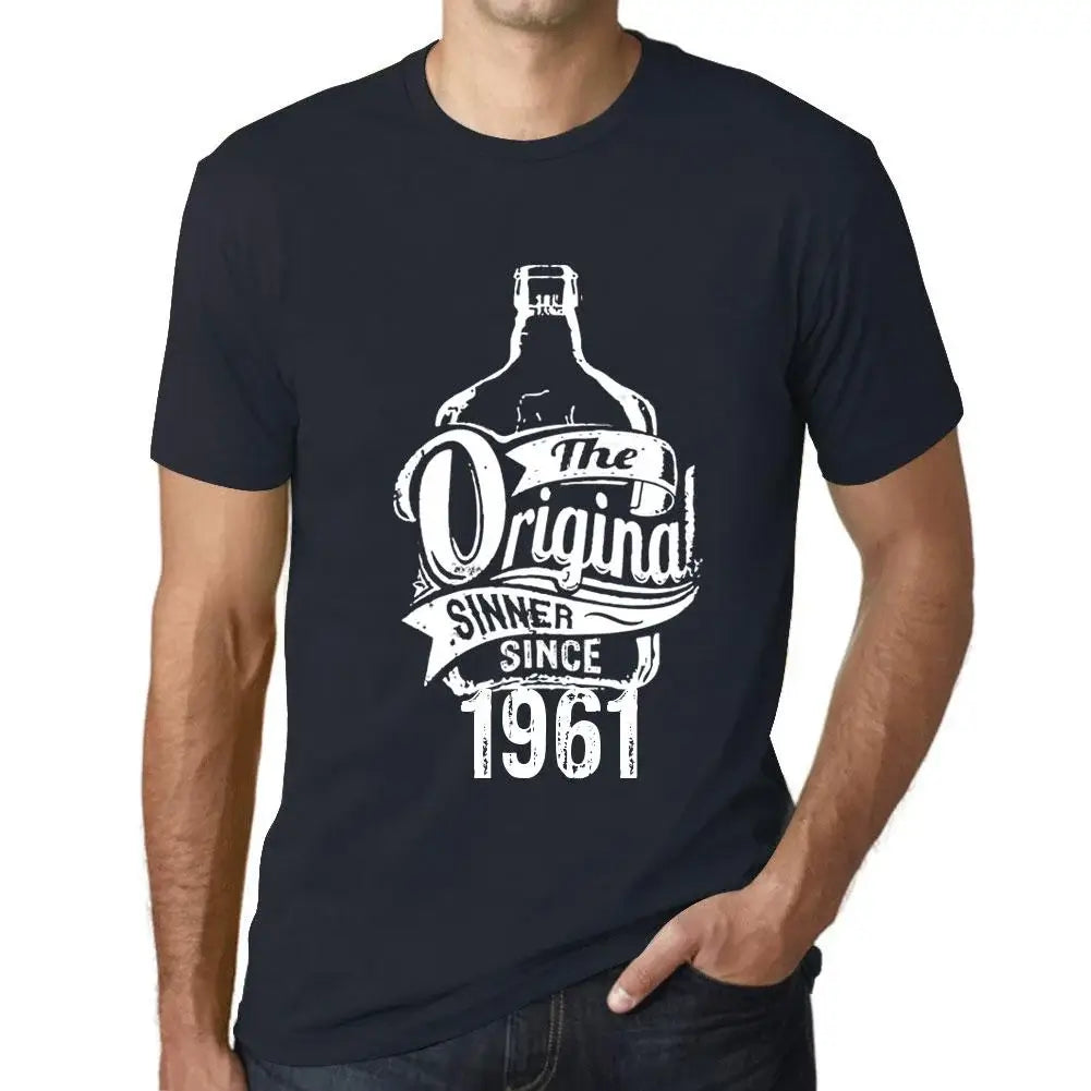 Men's Graphic T-Shirt The Original Sinner Since 1961 63rd Birthday Anniversary 63 Year Old Gift 1961 Vintage Eco-Friendly Short Sleeve Novelty Tee