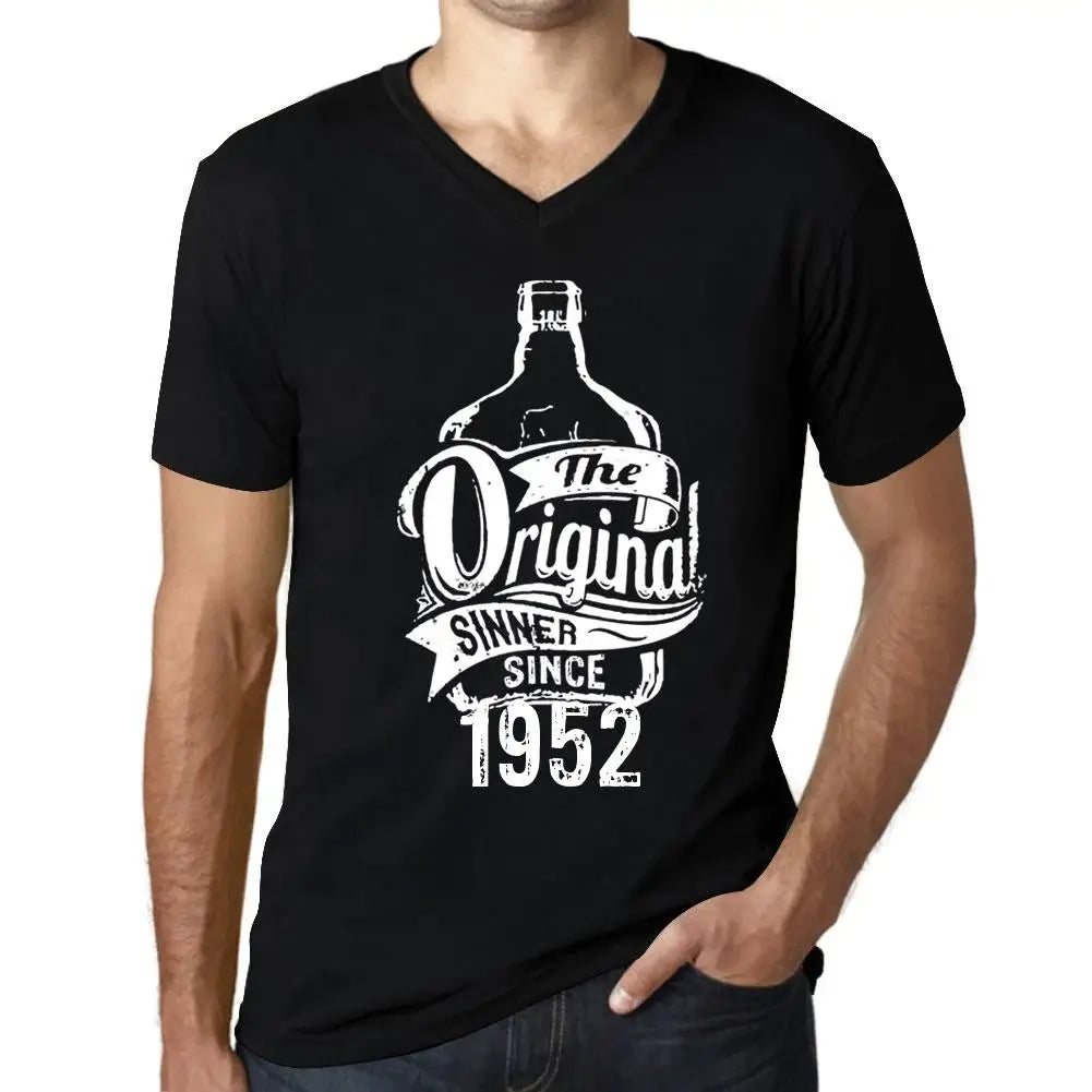 Men's Graphic T-Shirt V Neck The Original Sinner Since 1952 72nd Birthday Anniversary 72 Year Old Gift 1952 Vintage Eco-Friendly Short Sleeve Novelty Tee