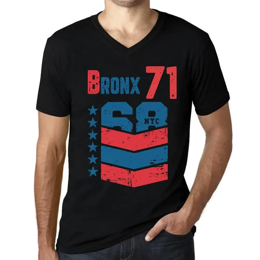 Men's Graphic T-Shirt V Neck Bronx 71 71st Birthday Anniversary 71 Year Old Gift 1953 Vintage Eco-Friendly Short Sleeve Novelty Tee