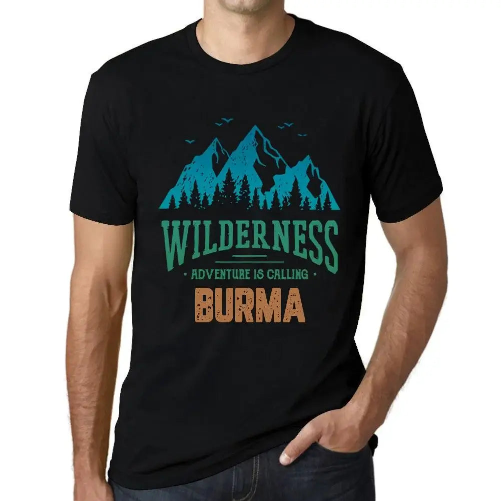 Men's Graphic T-Shirt Wilderness, Adventure Is Calling Burma Eco-Friendly Limited Edition Short Sleeve Tee-Shirt Vintage Birthday Gift Novelty