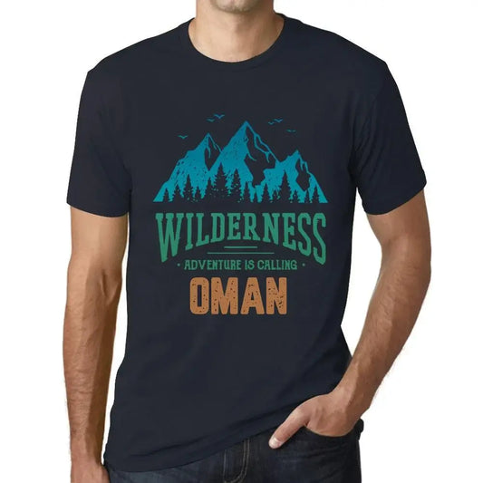 Men's Graphic T-Shirt Wilderness, Adventure Is Calling Oman Eco-Friendly Limited Edition Short Sleeve Tee-Shirt Vintage Birthday Gift Novelty