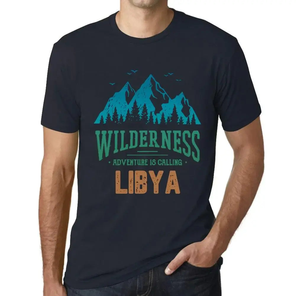 Men's Graphic T-Shirt Wilderness, Adventure Is Calling Libya Eco-Friendly Limited Edition Short Sleeve Tee-Shirt Vintage Birthday Gift Novelty