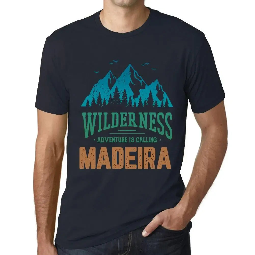 Men's Graphic T-Shirt Wilderness, Adventure Is Calling Madeira Eco-Friendly Limited Edition Short Sleeve Tee-Shirt Vintage Birthday Gift Novelty