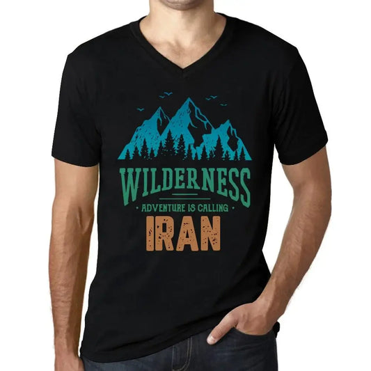 Men's Graphic T-Shirt V Neck Wilderness, Adventure Is Calling Iran Eco-Friendly Limited Edition Short Sleeve Tee-Shirt Vintage Birthday Gift Novelty