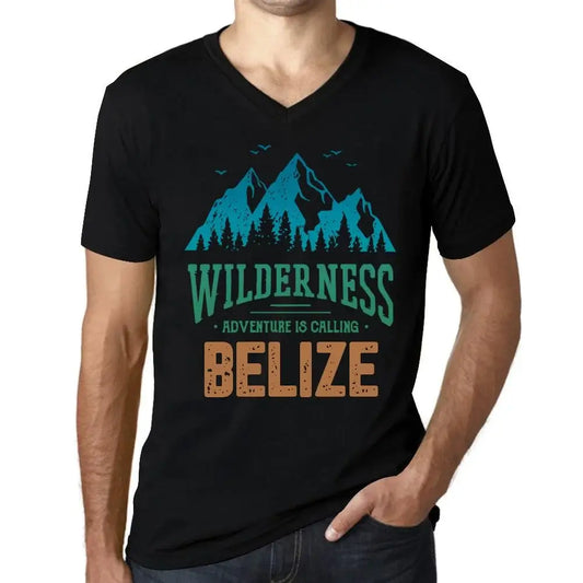Men's Graphic T-Shirt V Neck Wilderness, Adventure Is Calling Belize Eco-Friendly Limited Edition Short Sleeve Tee-Shirt Vintage Birthday Gift Novelty