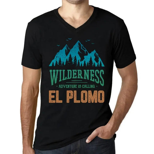 Men's Graphic T-Shirt V Neck Wilderness, Adventure Is Calling El Plomo Eco-Friendly Limited Edition Short Sleeve Tee-Shirt Vintage Birthday Gift Novelty