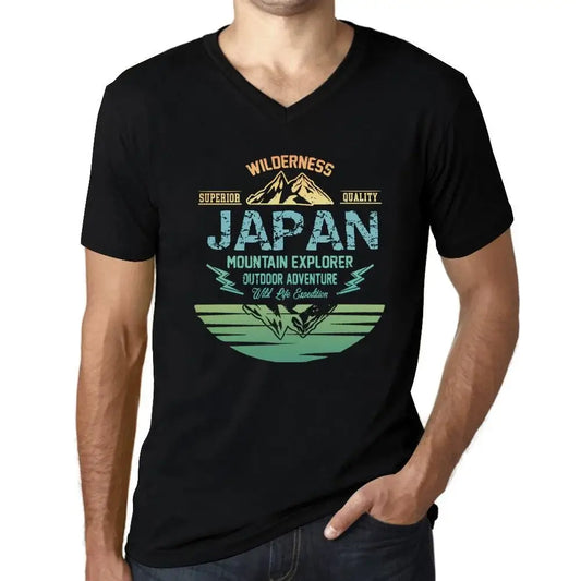 Men's Graphic T-Shirt V Neck Outdoor Adventure, Wilderness, Mountain Explorer Japan Eco-Friendly Limited Edition Short Sleeve Tee-Shirt Vintage Birthday Gift Novelty
