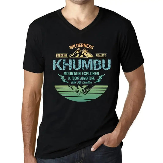 Men's Graphic T-Shirt V Neck Outdoor Adventure, Wilderness, Mountain Explorer Khumbu Eco-Friendly Limited Edition Short Sleeve Tee-Shirt Vintage Birthday Gift Novelty