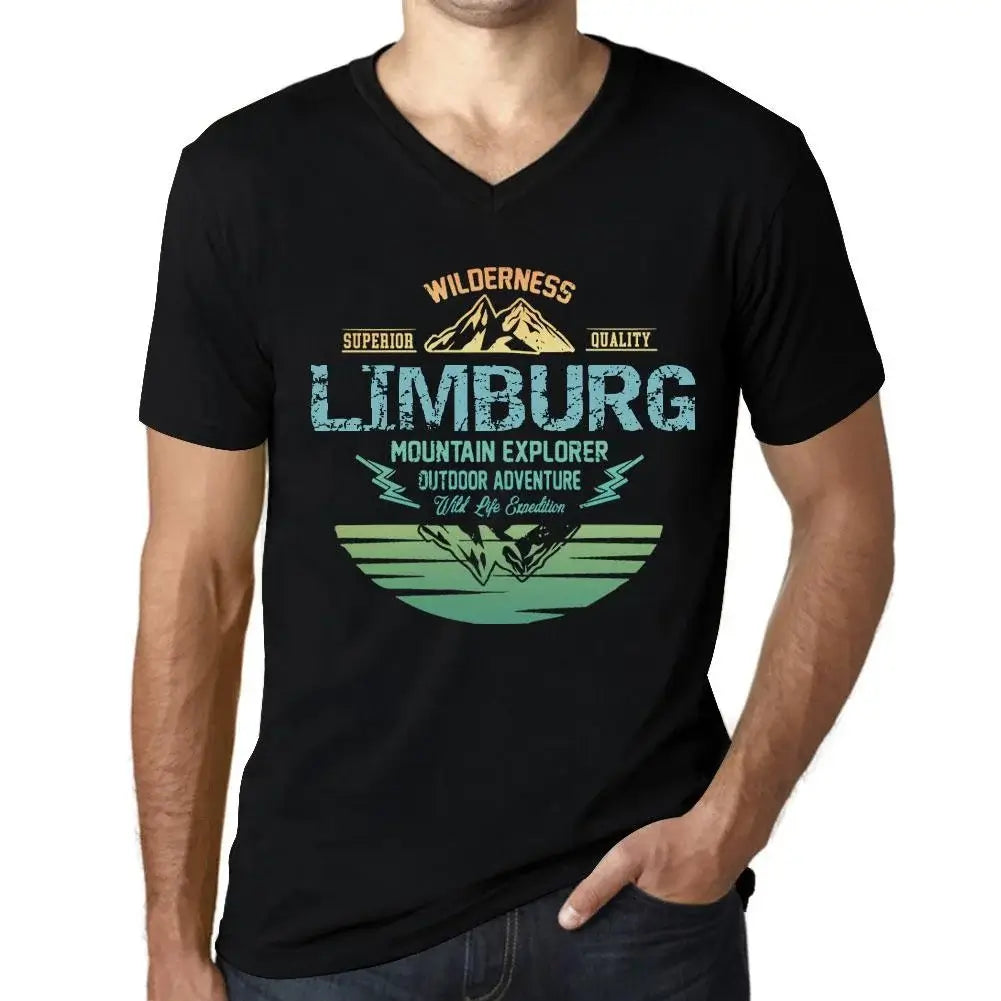 Men's Graphic T-Shirt V Neck Outdoor Adventure, Wilderness, Mountain Explorer Limburg Eco-Friendly Limited Edition Short Sleeve Tee-Shirt Vintage Birthday Gift Novelty