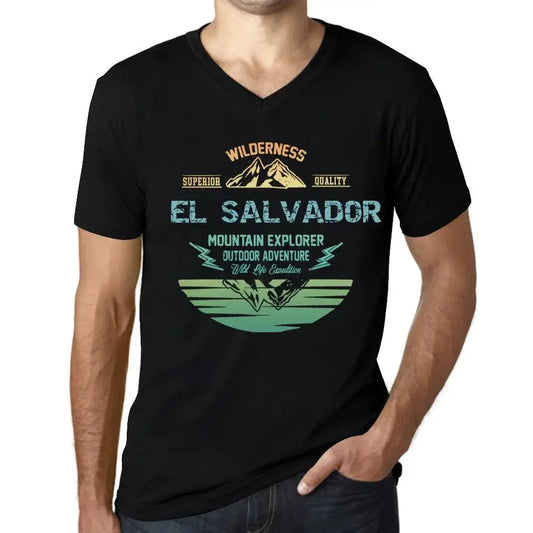 Men's Graphic T-Shirt V Neck Outdoor Adventure, Wilderness, Mountain Explorer El Salvador Eco-Friendly Limited Edition Short Sleeve Tee-Shirt Vintage Birthday Gift Novelty