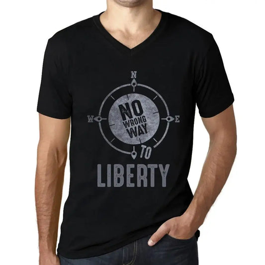 Men's Graphic T-Shirt V Neck No Wrong Way To Liberty Eco-Friendly Limited Edition Short Sleeve Tee-Shirt Vintage Birthday Gift Novelty