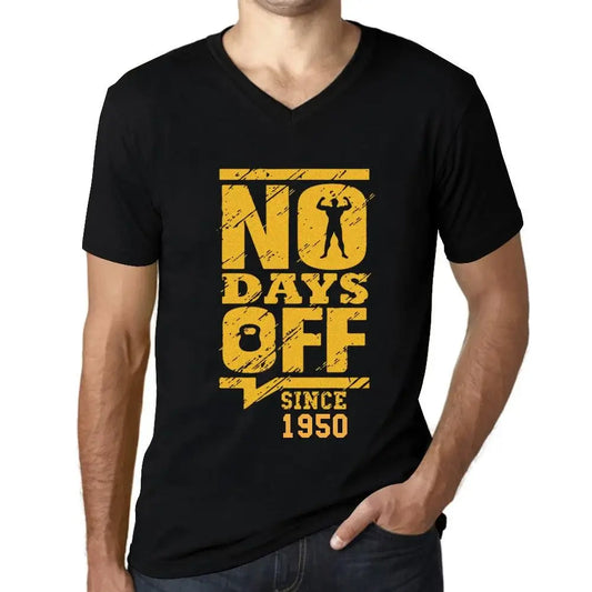 Men's Graphic T-Shirt V Neck No Days Off Since 1950 74th Birthday Anniversary 74 Year Old Gift 1950 Vintage Eco-Friendly Short Sleeve Novelty Tee