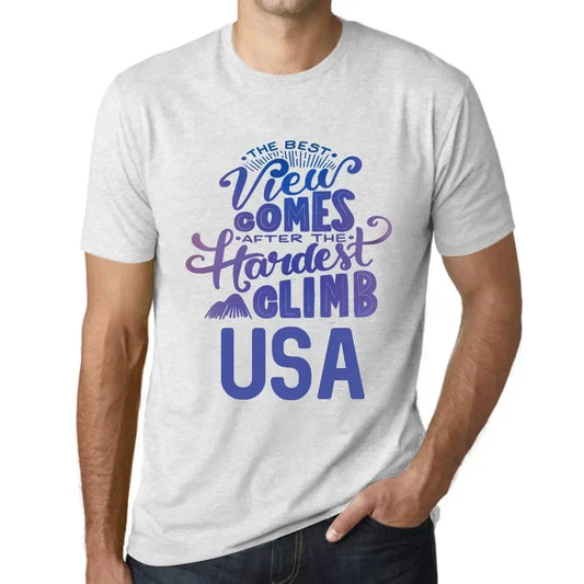 Men's Graphic T-Shirt The Best View Comes After Hardest Mountain Climb Usa Eco-Friendly Limited Edition Short Sleeve Tee-Shirt Vintage Birthday Gift Novelty