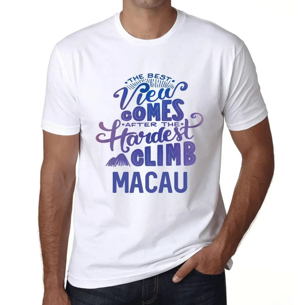 Men's Graphic T-Shirt The Best View Comes After Hardest Mountain Climb Macau Eco-Friendly Limited Edition Short Sleeve Tee-Shirt Vintage Birthday Gift Novelty