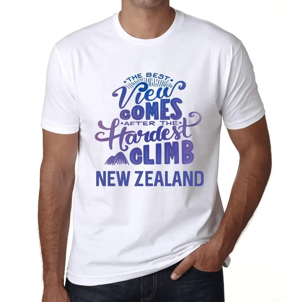 Men's Graphic T-Shirt The Best View Comes After Hardest Mountain Climb Zealand Eco-Friendly Limited Edition Short Sleeve Tee-Shirt Vintage Birthday Gift Novelty
