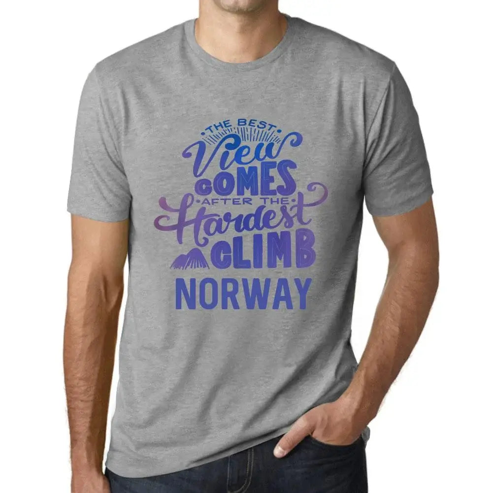 Men's Graphic T-Shirt The Best View Comes After Hardest Mountain Climb Norway Eco-Friendly Limited Edition Short Sleeve Tee-Shirt Vintage Birthday Gift Novelty