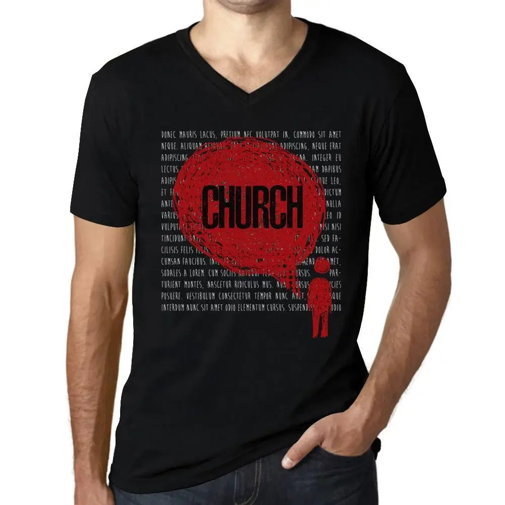 Men's Graphic T-Shirt V Neck Thoughts Church Eco-Friendly Limited Edition Short Sleeve Tee-Shirt Vintage Birthday Gift Novelty