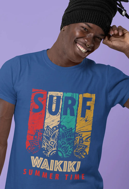 Men's Graphic T-Shirt Surf Summer Time WAIKIKI Royal Blue