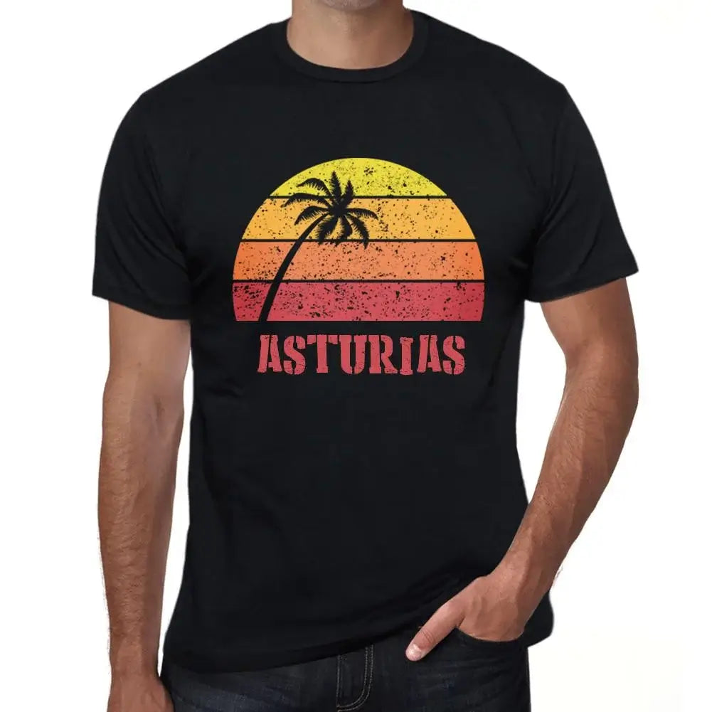 Men's Graphic T-Shirt Palm, Beach, Sunset In Asturias Eco-Friendly Limited Edition Short Sleeve Tee-Shirt Vintage Birthday Gift Novelty