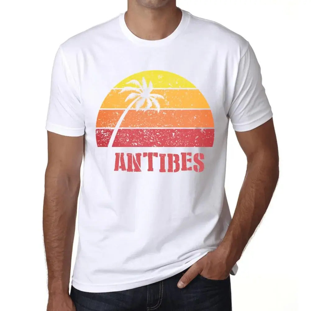 Men's Graphic T-Shirt Palm, Beach, Sunset In Antibes Eco-Friendly Limited Edition Short Sleeve Tee-Shirt Vintage Birthday Gift Novelty