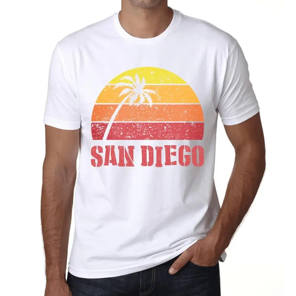 Men's Graphic T-Shirt Palm, Beach, Sunset In San Diego Eco-Friendly Limited Edition Short Sleeve Tee-Shirt Vintage Birthday Gift Novelty