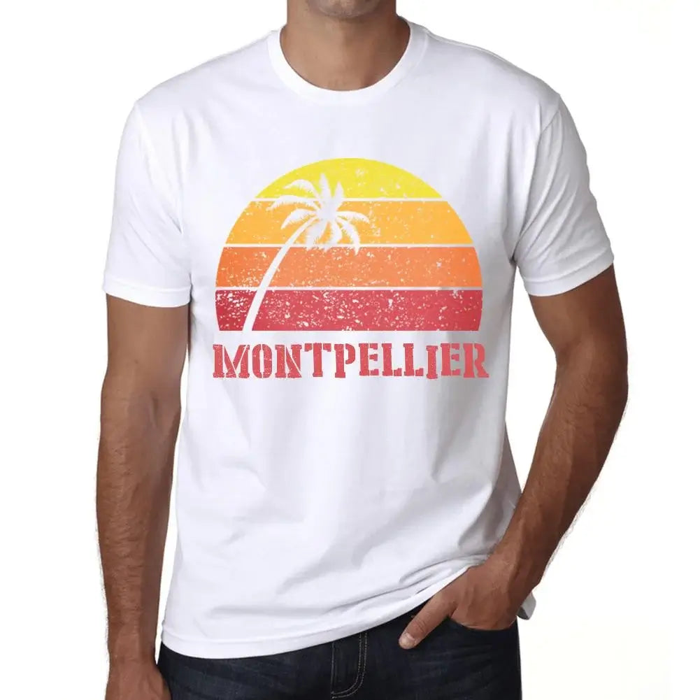 Men's Graphic T-Shirt Palm, Beach, Sunset In Montpellier Eco-Friendly Limited Edition Short Sleeve Tee-Shirt Vintage Birthday Gift Novelty