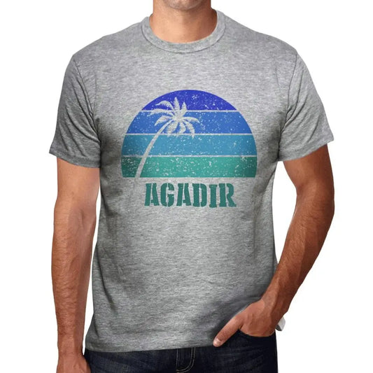 Men's Graphic T-Shirt Palm, Beach, Sunset In Agadir Eco-Friendly Limited Edition Short Sleeve Tee-Shirt Vintage Birthday Gift Novelty