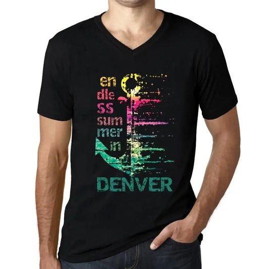 Men's Graphic T-Shirt V Neck Endless Summer In Denver Eco-Friendly Limited Edition Short Sleeve Tee-Shirt Vintage Birthday Gift Novelty