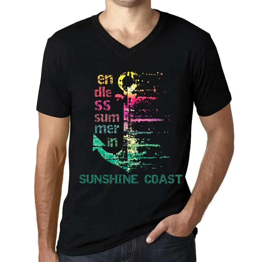 Men's Graphic T-Shirt V Neck Endless Summer In Sunshine Coast Eco-Friendly Limited Edition Short Sleeve Tee-Shirt Vintage Birthday Gift Novelty