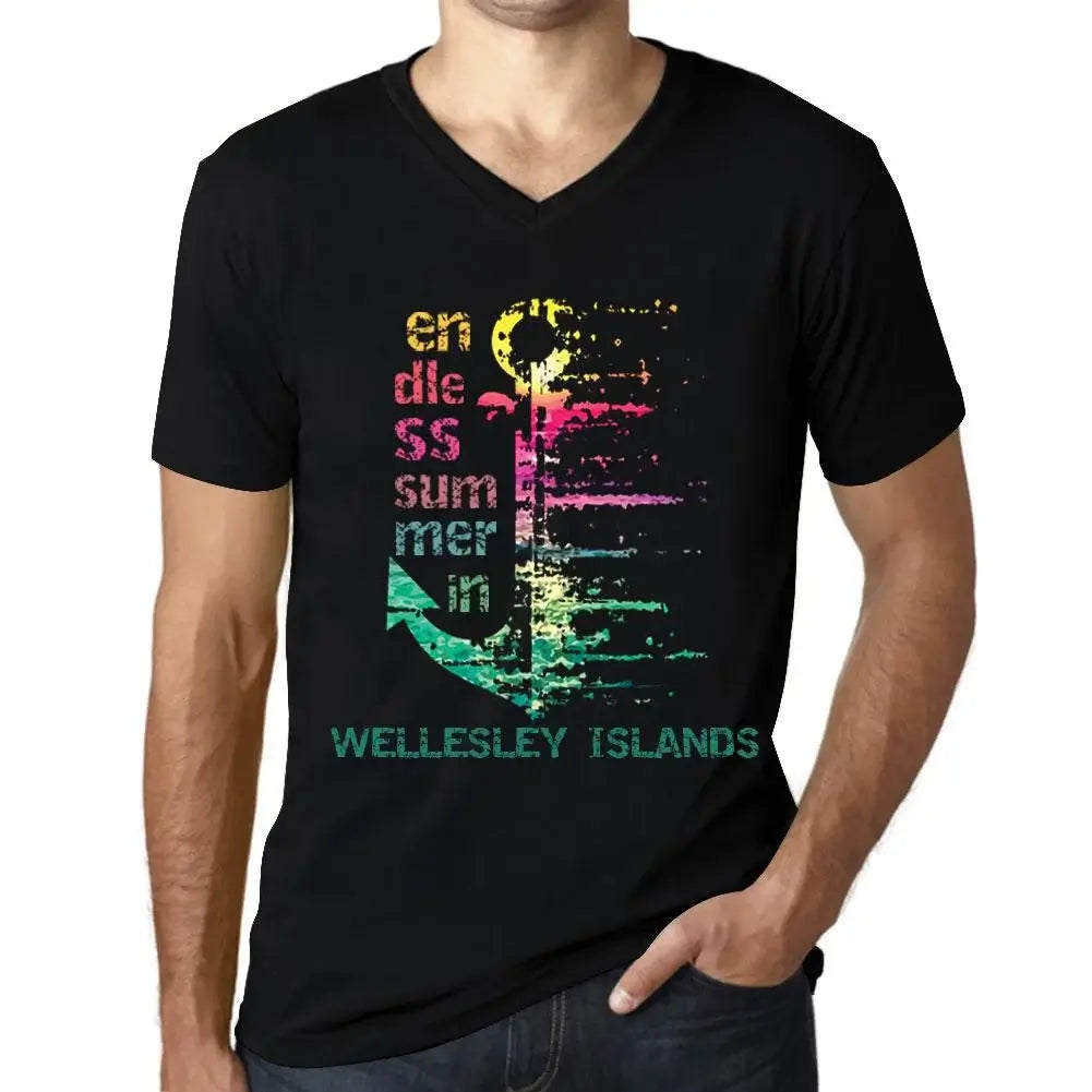 Men's Graphic T-Shirt V Neck Endless Summer In Wellesley Islands Eco-Friendly Limited Edition Short Sleeve Tee-Shirt Vintage Birthday Gift Novelty