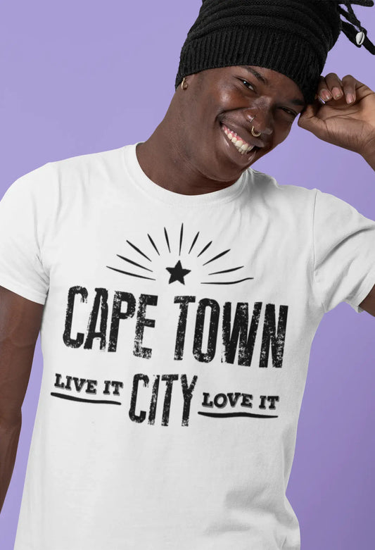 Men's Vintage Tee Shirt Graphic T shirt Live It Love It CAPE TOWN White