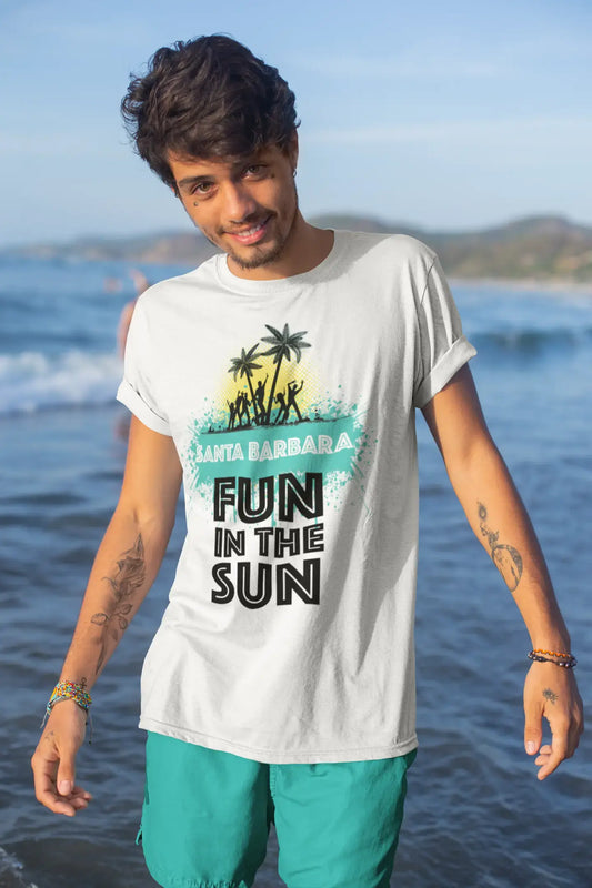 Homme T Shirt Graphique Imprimé Vintage Tee Summer Dance Santa Barbara Blanc Chiné