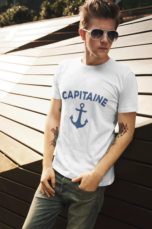 Men's Vintage Tee Shirt Graphic T shirt Capitaine White