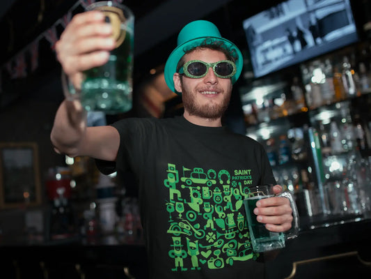 Men's Graphic T-Shirt St. Patrick's Day Icons Deep Black