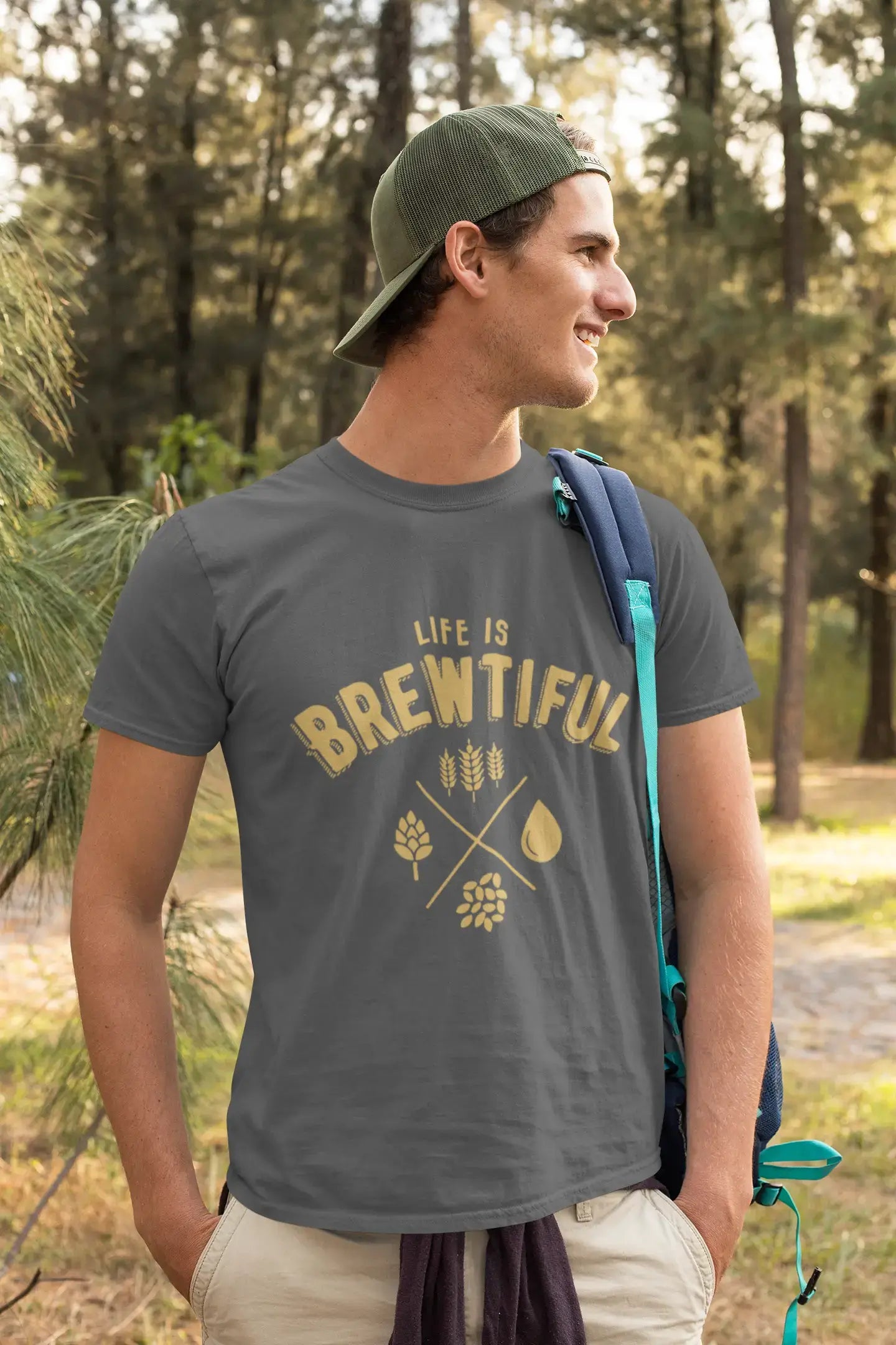 Graphic Unisex Life is Brewtiful T-Shirt Beer Casual Men's Tee Navy