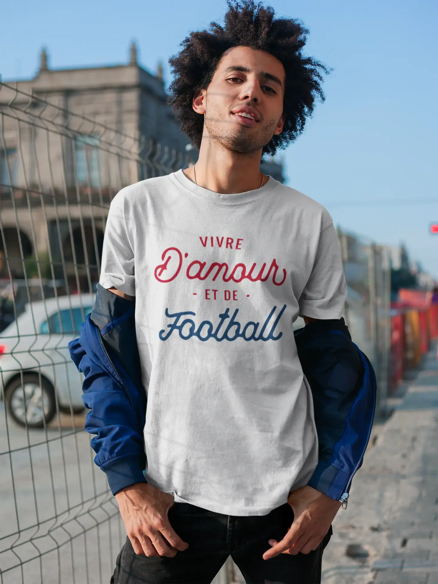 Ultrabasic - Homme Graphique Vivre d'amour et de Football T-Shirt Imprimé Lettres