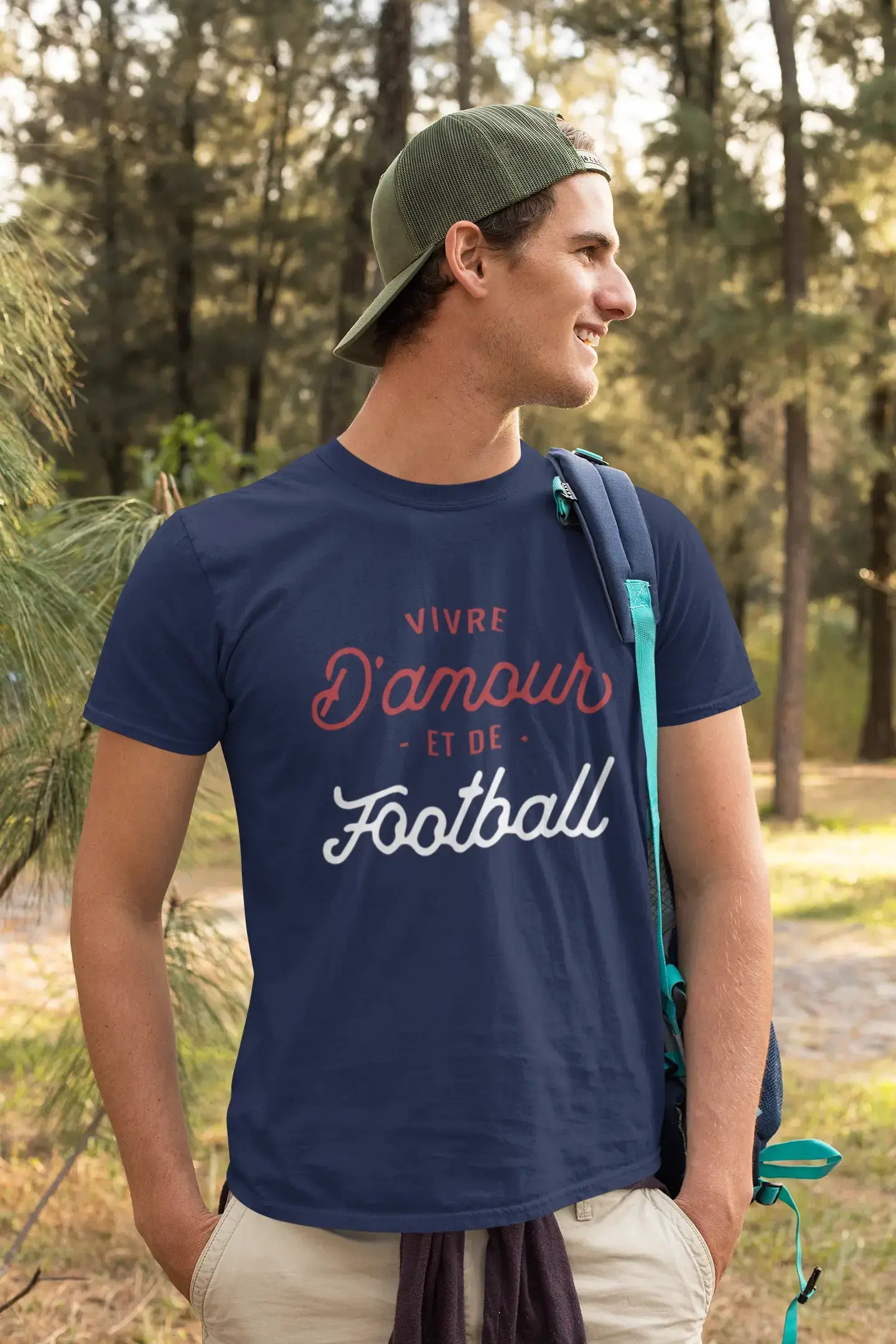 Ultrabasic - Homme Graphique Vivre d'amour et de Football T-Shirt Imprimé Lettres
