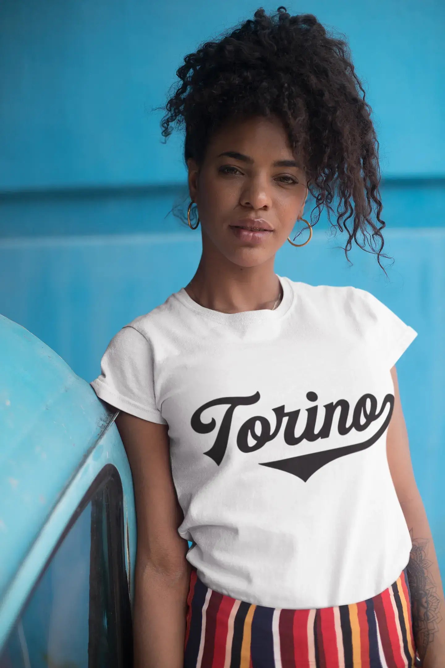 ULTRABASIC - Graphic Men's Torino T-Shirt Printed Letters Navy