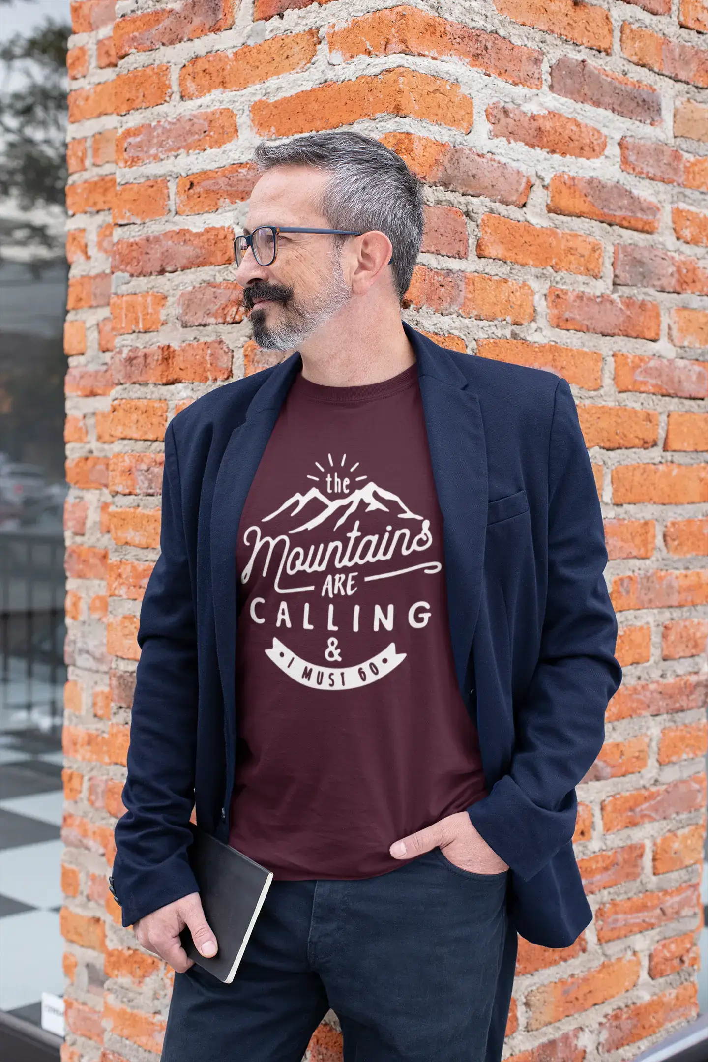 ULTRABASIC - Graphic Printed Men's The Mountains Are Calling And I Must Go Hiking Tee Military Green