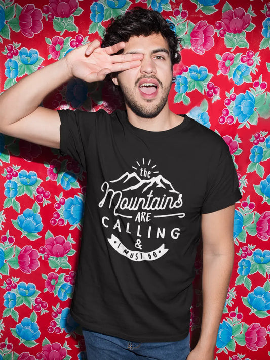 ULTRABASIC - Graphic Printed Men's The Mountains Are Calling And I Must Go Hiking Tee Deep Black