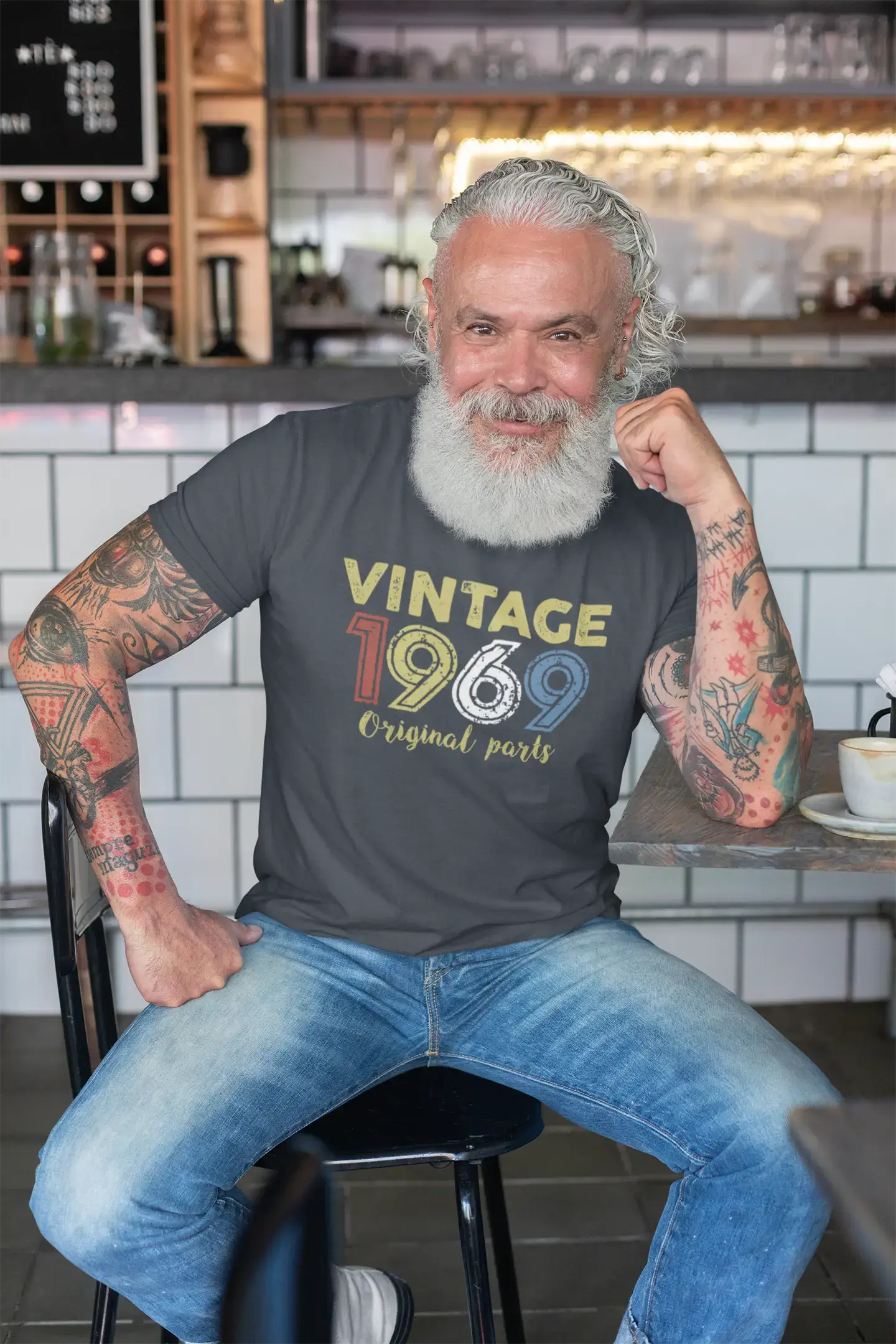 ULTRABASIC - Graphic Printed Men's Vintage 1969 T-Shirt Denim
