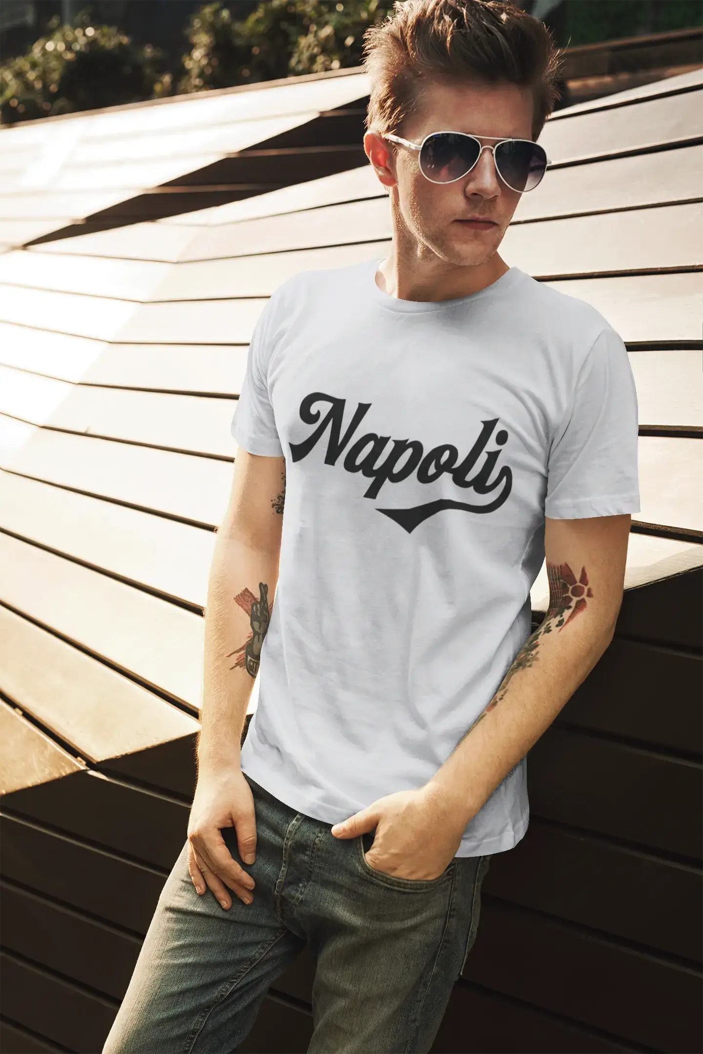 ULTRABASIC - Graphic Printed Men's Napoli T-Shirt Deep Black